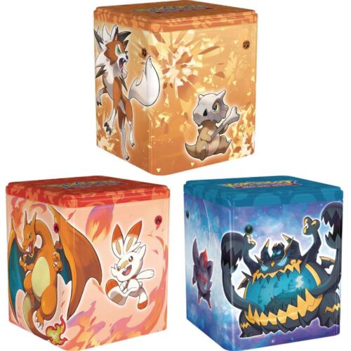 3 Pokemon TCG Stacking Tins Box Fighting, Fire, Darkness Factory Sealed