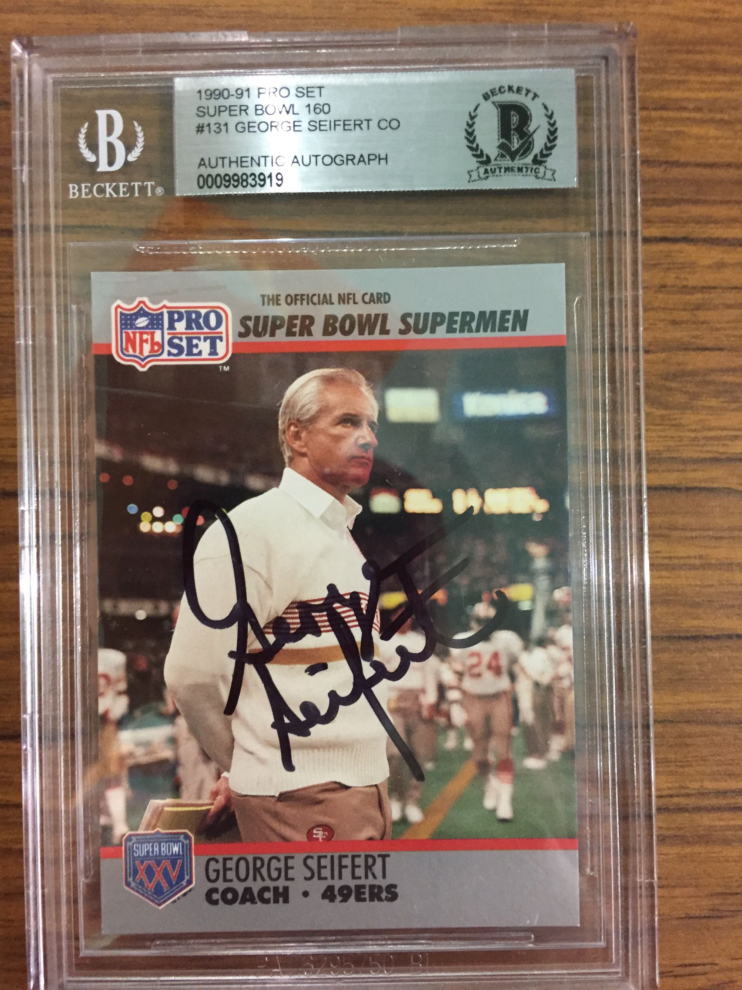 GEORGE SEIFERT 1990 PRO SET AUTOGRAPHED